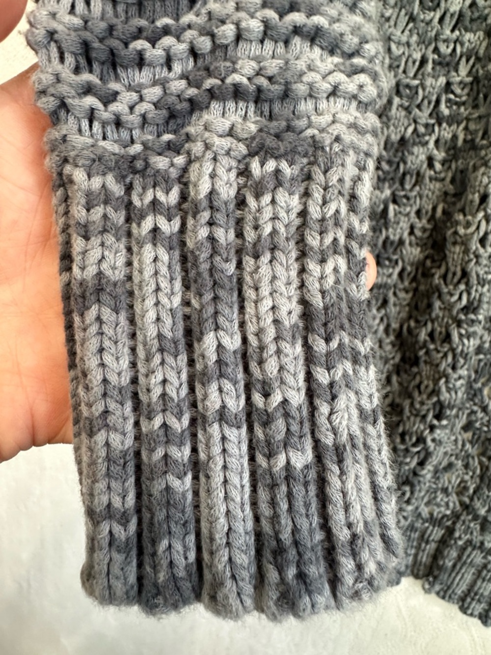 American Eagle Open-Knit Marled Gray Long Cardigan Sweater Sz M Crochet Boho - Picture 3 of 14